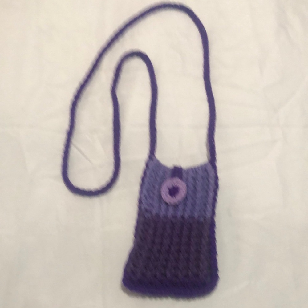 Handmade Purple Crochet Crossbody cellphone Bag